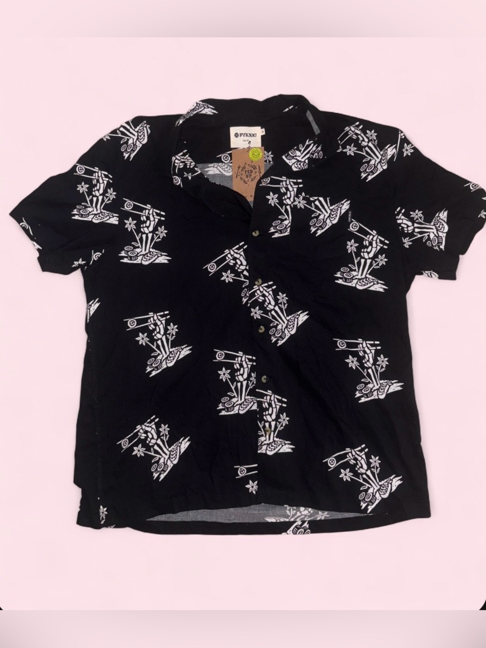 PYKNIC Skeleton Print Button Up Shirt NWT | Men’s 3XL Boutique - Picture 2 of 7